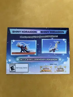 Shiny Koraidon or Miraidon Pokemon Scarlet & Violet Game Card Code Unscratched - Image 2