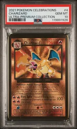 PSA 10 - 2021 Pokemon Celebrations UPC CHARIZARD Gold Metal Card #4 (1926) - Image 1