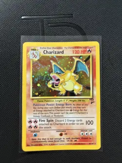Pokemon TCG Charizard Base Set 2 Holo Rare Card 4/130 Holo Swirl - Image 1