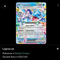 Pokemon Lapras EX Tera 220 HP Trading Card Holo Rare - Image 3