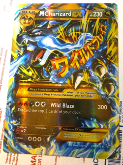 Mega Charizard EX Jumbo Custom Fan Made Art Pokemon Card Holo Foil - Image 1