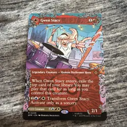 MTG magic SPIDERMAN spm BORDERLESS GWEN STACY GHOST SPIDER #209 MYTHIC - Image 1