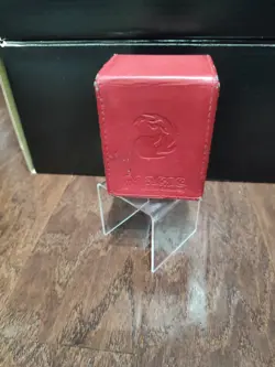 Mtg Ultra Pro Deck Box Leather Alcove Flip Magnetic Red Mana Symbol Heavy Used - Image 2