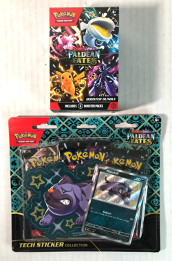 NEW Sealed Pokemon Paldean Fates LOT Booster Bundle & Tech Sticker Collection - Image 1