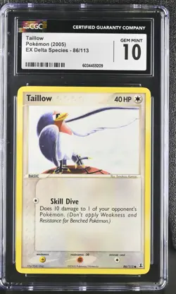 Pokemon TCG Taillow 086/113 (2005) EX Delta Species CGC 10 - Image 1