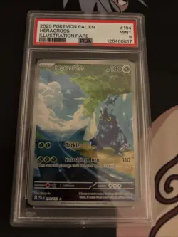 Pokemon 2023 Paldea Evolved Illustration Heracross #194/193 PSA 9 - Image 1