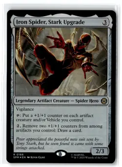 2025 Marvel's Spider-Man Iron Spider, Stark Upgrade Expansion/Rare Foil #166 - Image 1