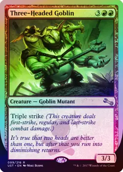 Three-Headed Goblin FOIL Unstable NM Red Rare MAGIC GATHERING CARD ABUGames - Image 1