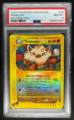 2003 Pokemon Aquapolis Primeape #29/147 PSA 8 - Image 1