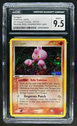 2005 Pokemon EX Unseen Forces Tyrogue Reverse Holo #33/115 CGC 9.5 - Image 1