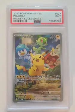 2023 Pokemon SVP En Pikachu Paldea Evolved ETB #027 Black Star Promo PSA 9 Mint - Image 1