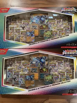 LOT OF 2 Pokemon Prismatic Lucario Ex Tyranitar Ex Premium Collection Sams Club - Image 1