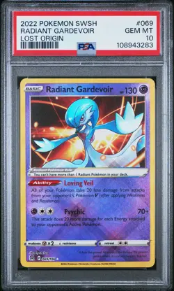 2022 POKEMON SWORD & SHIELD LOST ORIGIN #069 RADIANT GARDEVOIR PSA 10 - Image 1