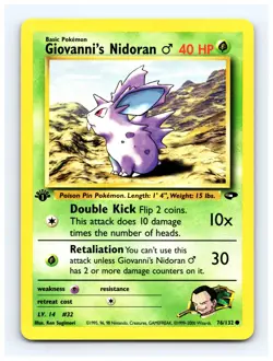 💥 Giovanni's Nidoran 1st Edition Gym Challenge Pokemon 2000 Vintage # 76/132 - Image 1