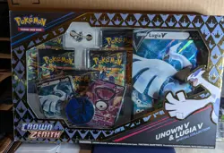 Pokemon Unown & Lugia V Special Collection Sealed Crown Zenith Box Pin & 5 Packs - Image 1