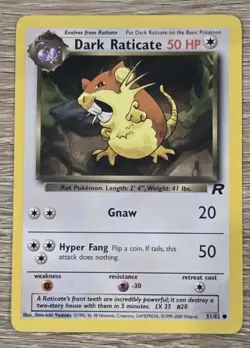 Dark Raticate 51/82 Pokemon Card 2000 Team Rocket TCG - Image 1