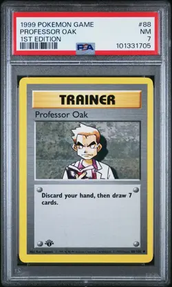 PSA 7 - Pokemon Card - Base 88/102 - PROFESSOR OAK (uncommon) *1st Edition* - NM - Image 1