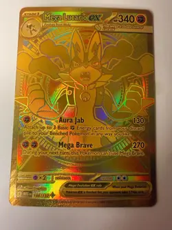 Mega Lucario EX Gold Rare Pokemon Card 188/132 Me01 Mega Evolution 2025 Nintendo - Image 1
