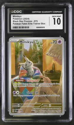 CGC 10 - Mimikyu 075 SVP Black Star Promo Paldean Fates ETB Pokemon Card psa - Image 1