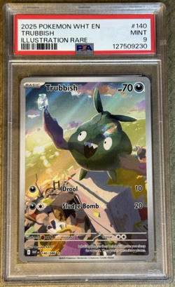 2025 POKEMON WHITE FLARE EN TRUBBISH ILLUSTRATION RARE #140 💎 PSA 9 - Image 1
