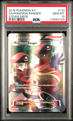 PSA 10 GEM MINT 2016 Pokemon Ranger 113/114 Ultra Rare XY Steam Siege Trainer - Image 1