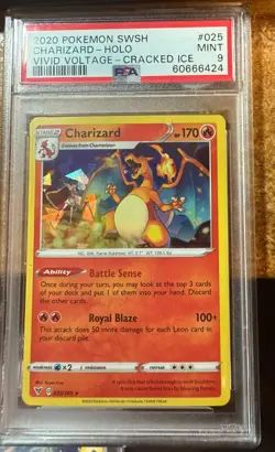 Pokemon: Charizard HOLO #025 Vivid Voltage Cracked ice 2020 Card PSA 9 MINT - Image 1