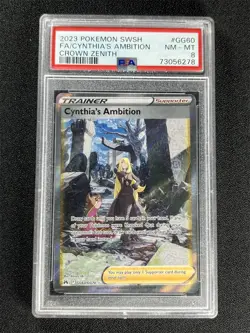 2023 Pokemon Swsh Fa/Cynthia'S Ambition #GG60/GG70 Crown Zenith PSA 8 NM-MT - Image 1