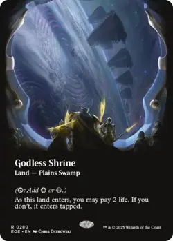 MTG English Godless Shrine (Borderless) NM Normal Edge of Eternities - Image 1