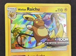 Pokemon Alolan Raichu Staff Crimson Invasion Prerelease Promo SM72 - Image 4