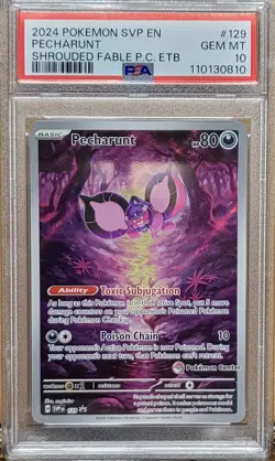 2024 POKEMON SHROUDED FABLE POKEMON CENTER ETB PROMO SVP #129 PECHARUNT PSA 10 - Image 1