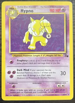 Hypno 23/62 Pokemon TCG WOTC Base Set Fossil Non Holo LP - Image 1