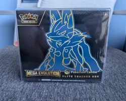 Pokemon TCG Mega Evolution Pokemon Center ETB Lucario w/ Protector - Image 1