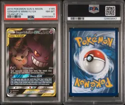 Pokemon Gengar & Mimikyu GX Team Up Full Alt Art #165 PSA 8 Super Clean! - Image 3