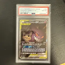 Pokemon Gengar & Mimikyu GX Team Up Full Alt Art #165 PSA 8 Super Clean! - Image 4