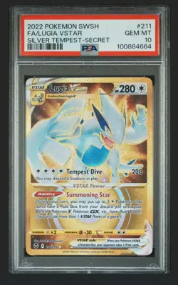 2022 POKEMON SWORD & SHIELD SILVER TEMPEST SECRET FULL ART/LUGIA VSTAR PSA 10 - Image 1