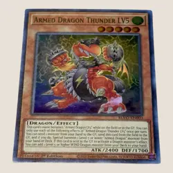 YuGiOh! - Armed Dragon Thunder LV5 BLVO-EN003 Super Rare 1st Edition Near Mint - Image 1