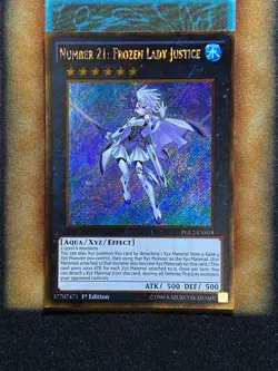 Yugioh Number 21: Frozen Lady Justice PGL2-EN018 Gold Secret Rare 1st Ed LP - Image 1