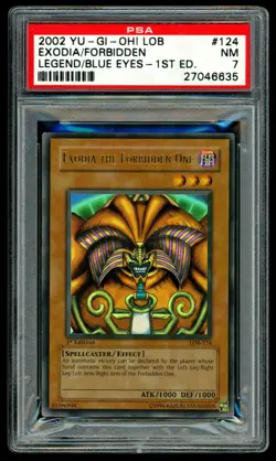 2002 Yugioh EXODIA THE FORBIDDEN ONE 1st Edition LOB-124 English PSA 7 NM! - Image 1