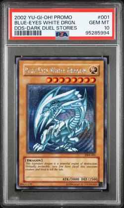 2002 YU-GI-OH! PROMO DDS-DARK DUEL STORIES #001 BLUE-EYES WHITE DRAGON PSA 10 - Image 1