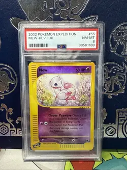 PSA 8 Mew Reverse Holo 19/165 Expedition 2002 Pokemon Card Near Mint - Image 1
