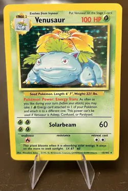 Pokemon TCG Venusaur Base Set Holo Unlimited Rare Card 15/102 NM Condition - Image 1