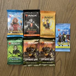 MTG Booster Pack Lot Of 7 (94 Cards Total) Ravinca Innistrad Zendikar SEALED NEW - Image 1