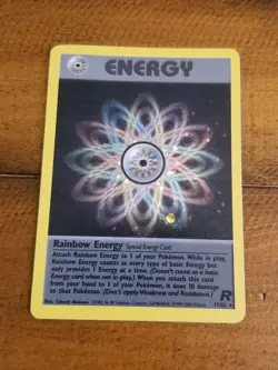 RAINBOW ENERGY 17/82 Holo Rare Unlimited Team Rocket Pokemon Card Excellent - Image 1
