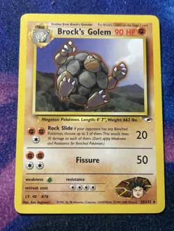 Brock's Golem 20/132 Stage 2 Gym Heroes Series RARE 2000 Pokemon Card WOTC LP - Image 1