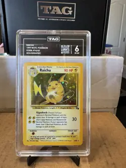 TAG 6 Raichu Holo Base Set English Pokemon Card Original Unlimited - Image 1
