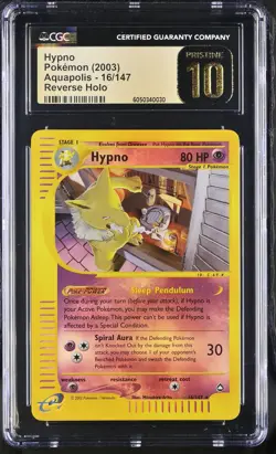 CGC 10 PRISTINE Hypno 2003 Aquapolis 16/147 Reverse Holo Pokemon Card - Image 1