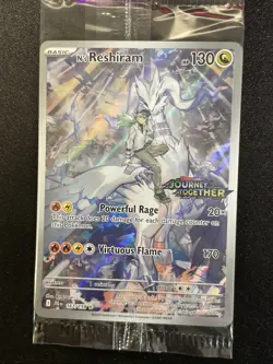 N'S RESHIRAM 167/159 -JOURNEY TOGETHER STAMPED - POKEMON TCG CARD, SEALED PROMO! - Image 3