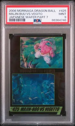 2006 DRAGON BALL MORINAGA JPN WAFER CARDS PART 7 #425 MAJIN BUU VS VEGITO PSA 9 - Image 1