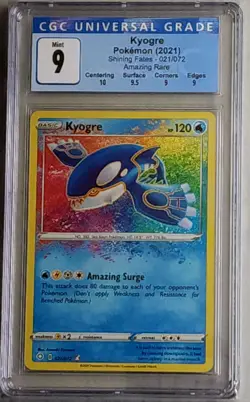 Pokemon 2021 Amazing Rare Kyogre #021 CGC 9 Shining Fates Graded Card & Case - Image 1