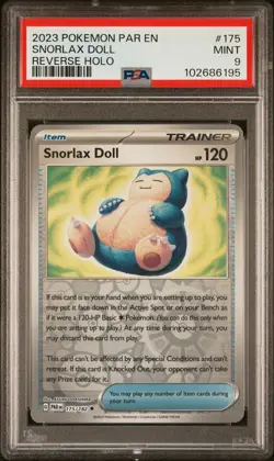 2023 POKEMON PAR EN-PARADOX RIFT REVERSE HOLO #175 SNORLAX DOLL PSA 9 - Image 1